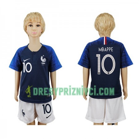 Fotbalový Komplet Francie Mbappe 10 Dětské Domácí MS 2018 Krátký Rukáv (+ trenýrky)